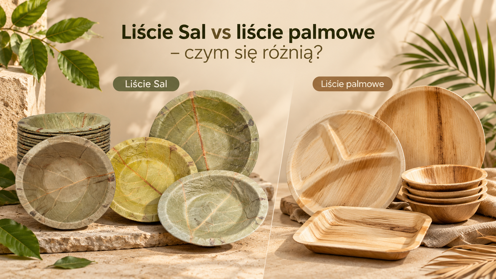 Porównanie talerzy z liści Sal i z liści palmowych – czym się różnią